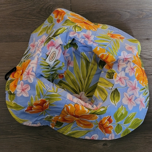NWOT! Talbots Vintage Blue Floral Multicolor Reversible Sun Hat NEW - Picture 4 of 7